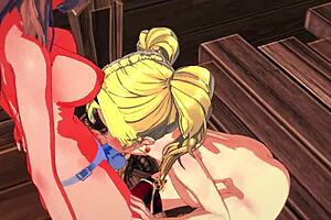 katalina and zeta have lesbian sex, strapon fucked against wall