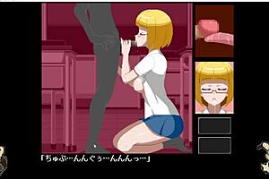 Lustful hentai chick with short hair seduce hardcore intercourse at school