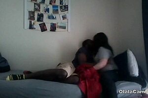 A white female with her black man and a big black cock has sex in different positions on cam