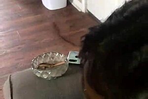 ebony couple gives good head quick in pov.