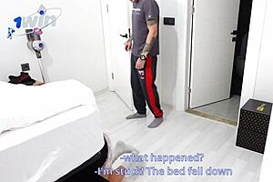 The Maid Gets Stuck In Bed With Neighbor's Cock 😈