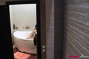 I spy on my SHOWERING STEPSISTER in the bathroom, hidden camera captures every detail.