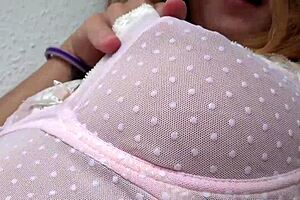 Camilla Moon Shows Off Big Nipples Through Pink Underwear