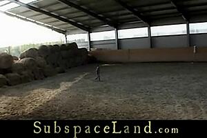 Captive Teen Slaves Bound and Humiliated with Rough BDSM Fucking at Stable