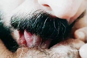 Mario licks girlfriend's hairy pussy early morning