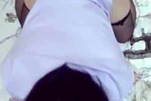 I met my new girlfriend in black stockings, her ass is so tempting and durable for fucking