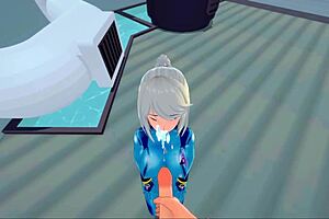 Samus receives a POV facial then missionary creampie in Metroid hentai.