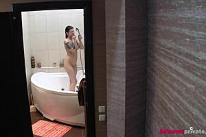 I spy on my SHOWERING STEPSISTER in the bathroom, hidden camera captures every detail.