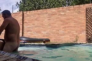 swimming pool fuck with huge ass and natural tits