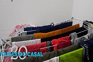 placing panties and underwear on the ground clothesline