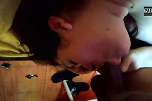 Having oral sex with my stepbrother to make him happy and getting his semen on my face, a real home produced movie
