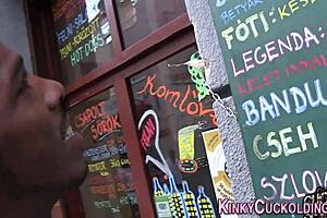 European babe rides that big black cock