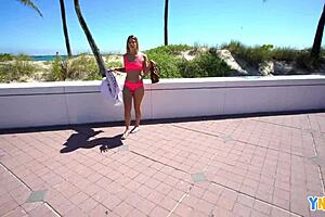 Hot Blonde Teen Bent Over For Deepthroat At Beach.