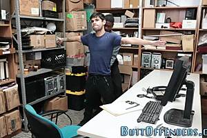 Black gay thief cums after anal sex.