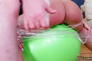 BDSM session where young girl gets tied up and gets her crotch tied up and her ass played with