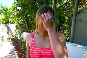 Hot Blonde Teen Bent Over For Deepthroat At Beach.