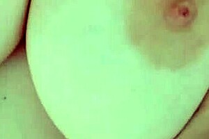 cute student on the bed, playing with her huge boobs in homemade solo