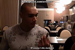 A, beautiful brunette girl, I think, meets and has sex with a man