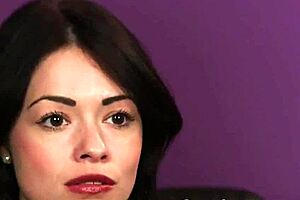 nasty stunner gets sperm load on her face sucking all the jizm