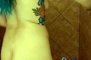 curvy blonde invites you to get clean in the shower, revealing sexy body.