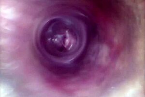 close up view inside pussy during self-pleasure