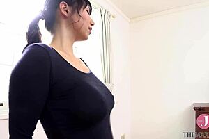 Pervert sister in tight clothes rides rodeo machine