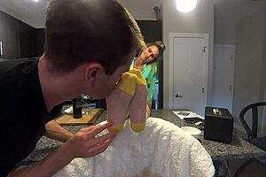 Lusting stepson enjoys at describing my attractive hot nyloned toes with full video display quality