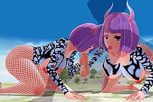 3D Hentai Big Ass Big Tits Squirting Blowjob Handjob And Orgasm In Fishnet