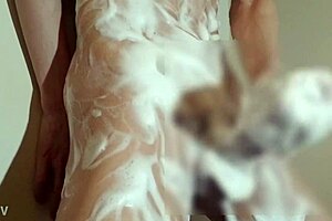 japanese guy strips naked in bathroom for solo play and release. just raw fun.