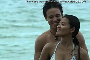 croc girl in sexy bikini poses intriguingly