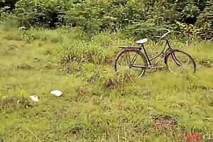 intense bicycle fuck with my hot ebony girl outdoor, her big ass bouncing on my cock until cum