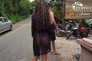 Melissa takes double penetration at nude beach with voyeurs watching