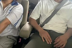 Perverted couple gets excited by people outside during car sex