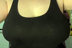 preview slapping my huge tits against the table