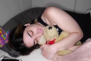 Female chastity slave lexi grey gets morning piss then rough ass fuck with cum painting 😈