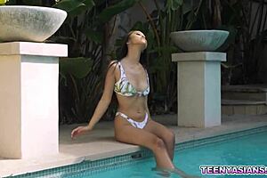 big dude catches asian babe and keeps her for fun