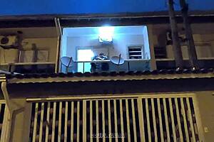Young Married Woman Caught with Lover on Balcony