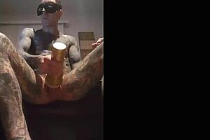 Erotic sex icon with great body tattooed hunk Jack takes on a very hard Fleshlight solo session