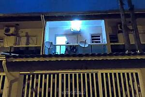 Young Married Woman Caught with Lover on Balcony