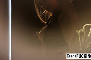 i feel so excited as busty blonde teen katarina seduces me in lingerie and stockings, leading to anal blowjob and cumshot