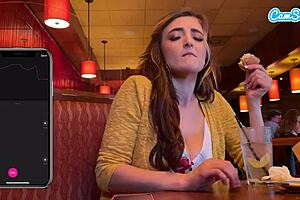 so, i was cumming hard in public with my interactive toy. lunch turned into a huge wet orgasm!