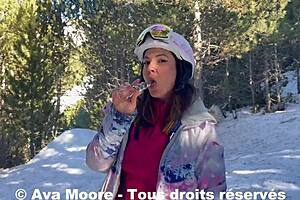 Lesbian Ava Moore is ready for an outdoor adventure on her skates which is hot enough to use the ass