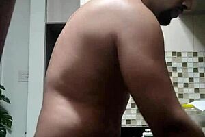 gay amateur bent over doggystyle while washing dishes