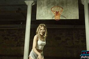 big ass blonde amelia plays basketball then strips naked