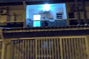 Young Married Woman Caught with Lover on Balcony
