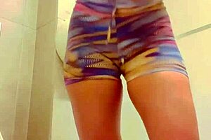 Bathroom pleasuring, amateur girl gets caught
