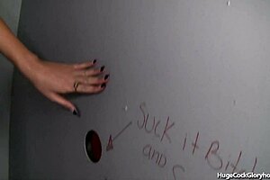 Sexy Blonde Sucks Black Monster Cock At Gloryhole