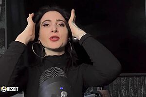 ASMR sultry sissy experience with Lia Louise and Lou Nesbit in German