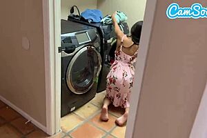 i fucked my step-sister while doing laundry, she rode me