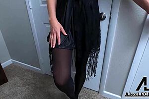 art scholar lily labeau covers stockings in alex legends jizz